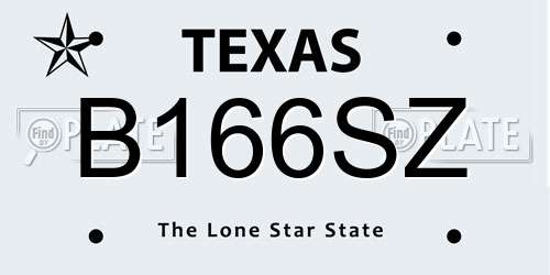 B166SZ Texas License Plate