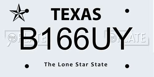 B166UY Texas License Plate