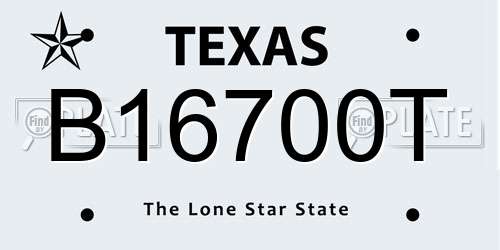 B16700T Texas License Plate