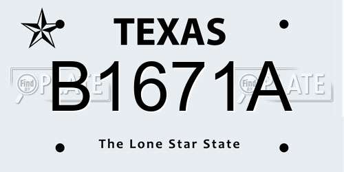 B1671A Texas License Plate