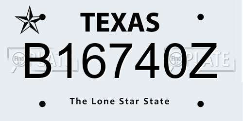 B16740Z Texas License Plate