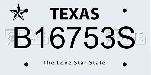 B16753S Texas License Plate