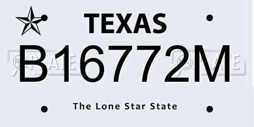 B16772M Texas License Plate