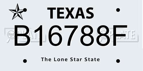 B16788F Texas License Plate