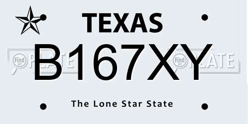 B167XY Texas License Plate