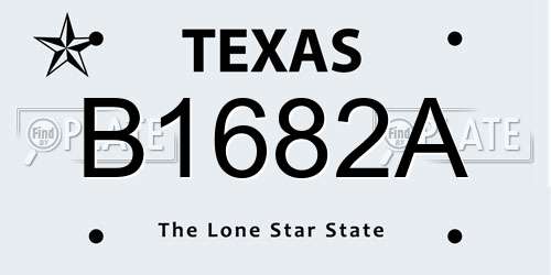 B1682A Texas License Plate