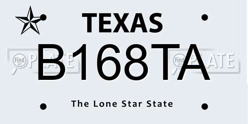 B168TA Texas License Plate