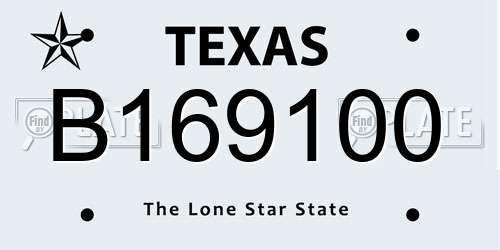 B169100 Texas License Plate