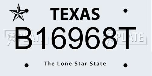 B16968T Texas License Plate