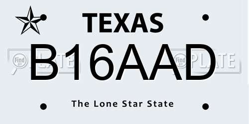 B16AAD Texas License Plate
