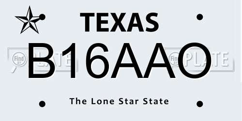 B16AAO Texas License Plate