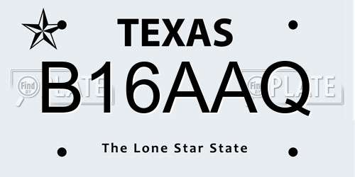 B16AAQ Texas License Plate