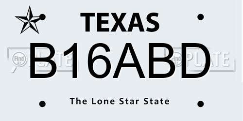 B16ABD Texas License Plate