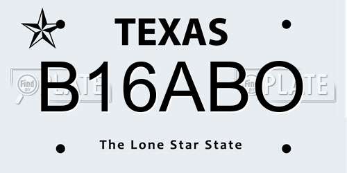 B16ABO Texas License Plate