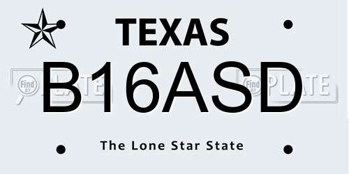 B16ASD Texas License Plate