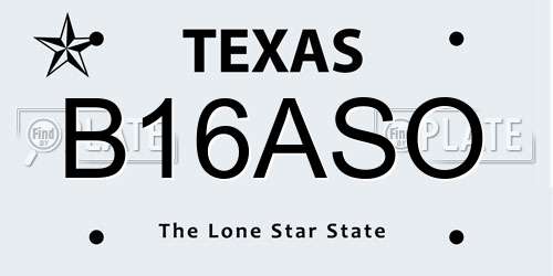 B16ASO Texas License Plate