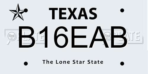 B16EAB Texas License Plate