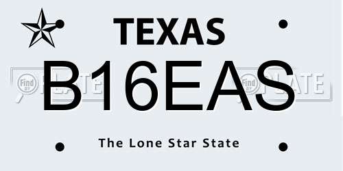 B16EAS Texas License Plate