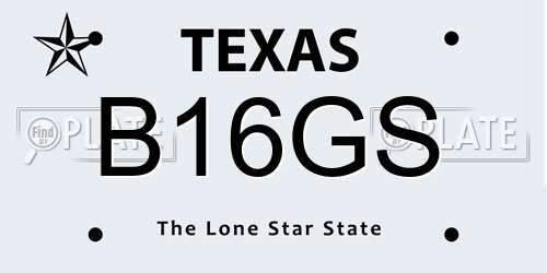 B16GS Texas License Plate
