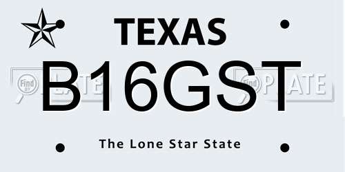 B16GST Texas License Plate