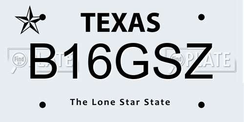 B16GSZ Texas License Plate