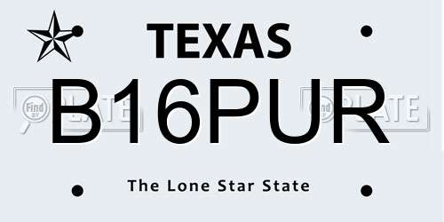 B16PUR Texas License Plate