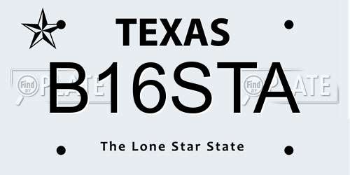 B16STA Texas License Plate