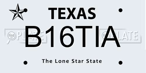 B16TIA Texas License Plate