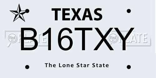 B16TXY Texas License Plate