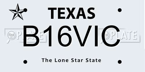 B16VIC Texas License Plate