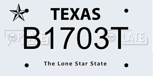 B1703T Texas License Plate