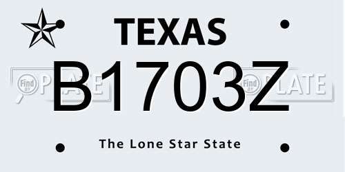 B1703Z Texas License Plate