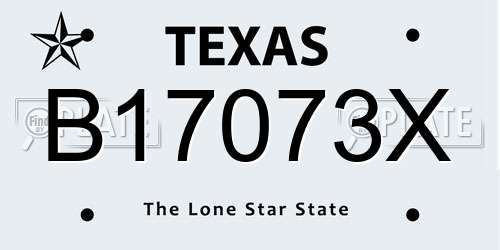 B17073X Texas License Plate