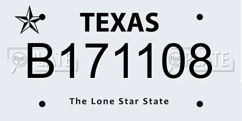 B171108 Texas License Plate