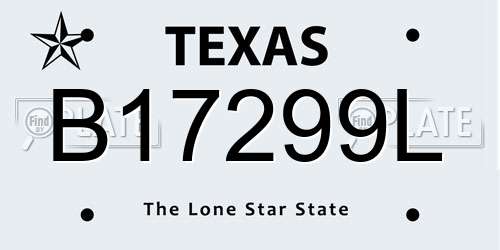 B17299L Texas License Plate