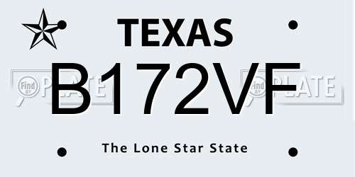 B172VF Texas License Plate
