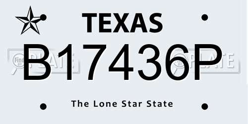 B17436P Texas License Plate