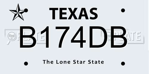 B174DB Texas License Plate