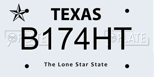 B174HT Texas License Plate