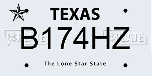 B174HZ Texas License Plate