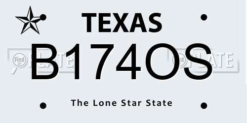 B174OS Texas License Plate