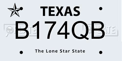 B174QB Texas License Plate