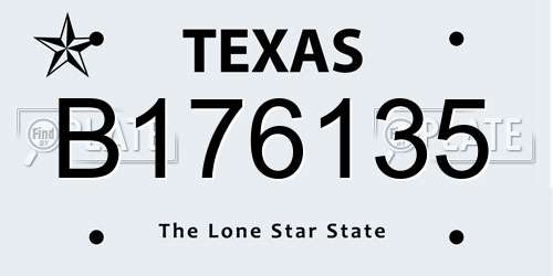 B176135 Texas License Plate