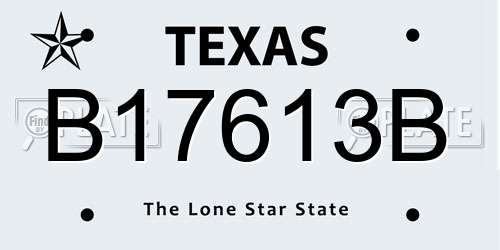 B17613B Texas License Plate