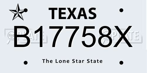 B17758X Texas License Plate