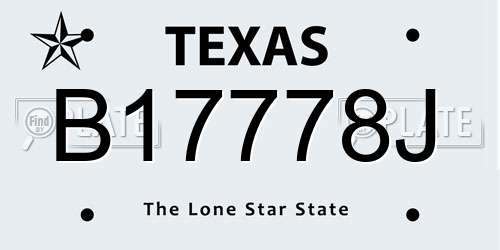 B17778J Texas License Plate