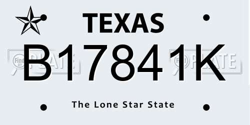 B17841K Texas License Plate