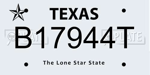B17944T Texas License Plate