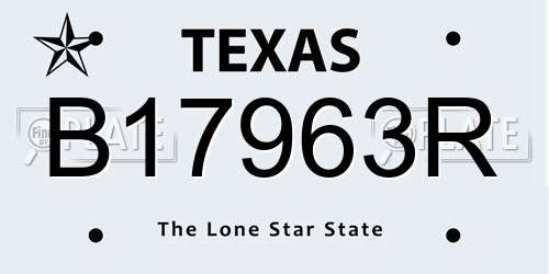 B17963R Texas License Plate