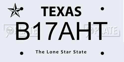 B17AHT Texas License Plate